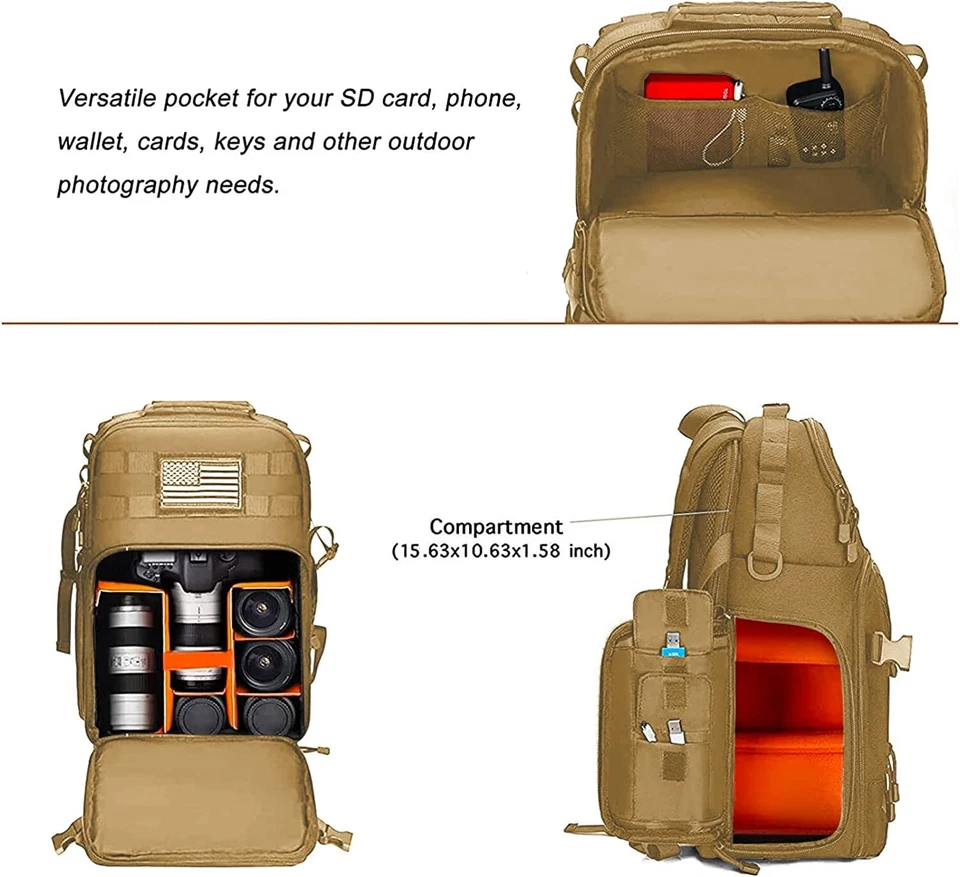 Bolso Mochila para Cámara 15-16 Pulgadas DSLR/SLR/Sin Espejo Fotografía Laptop Estuche Foto 3 de 4