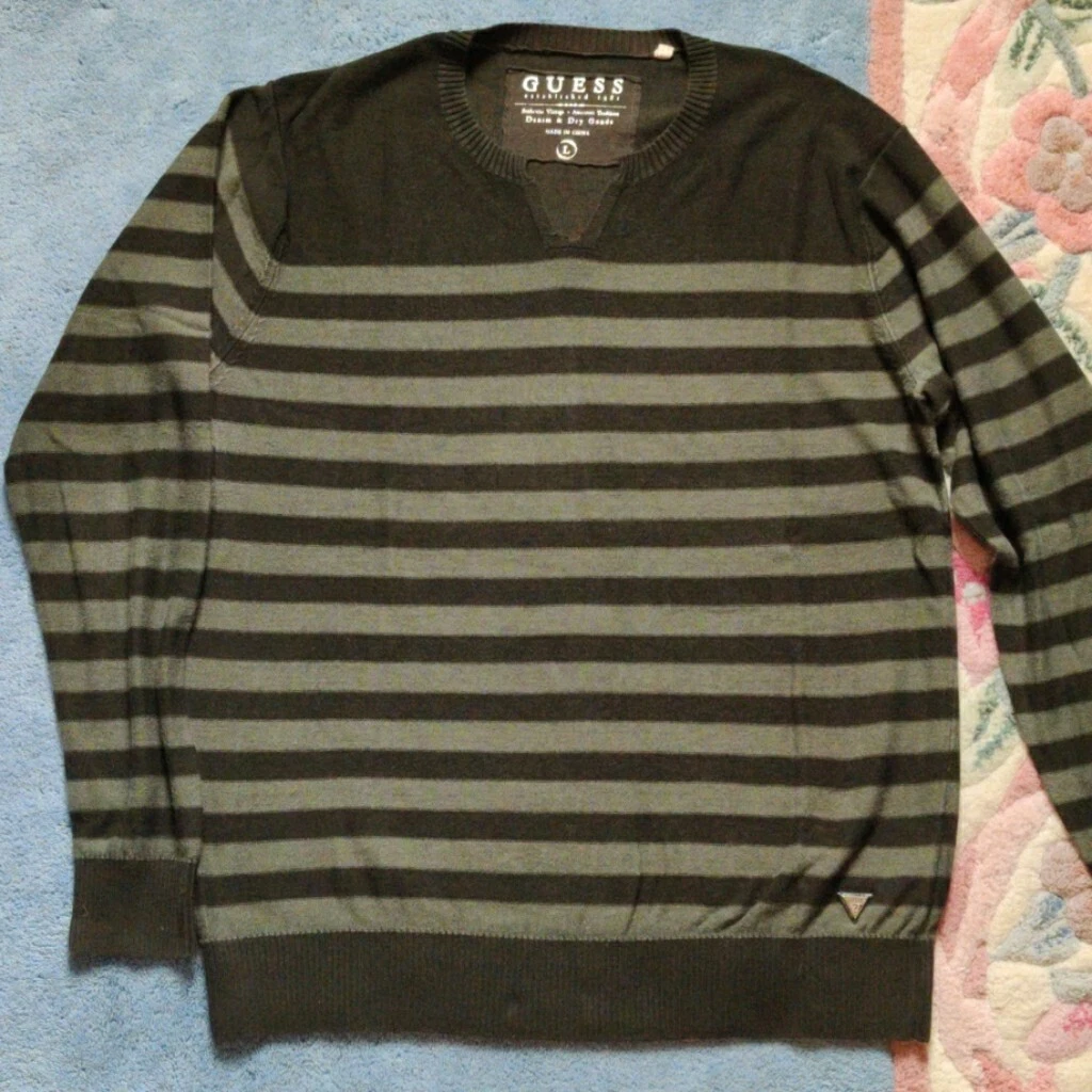 Philadelphia petticoat scherp GUESS Vintage MEN'S BLACK Striped SWEATER V-NECK LONG SLEEVE SIZE Large | eBay Philadelphia petticoat scherp GUESS Vintage MEN'S BLACK Striped SWEATER V-NECK LONG SLEEVE SIZE Large | eBay