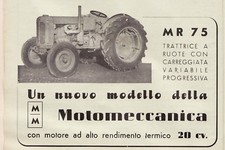 PUBBLICITA' 1952 MOTOMECCANICA MODELLO TRATTRICE MR 75 20CV RENDIMENTO MILANO