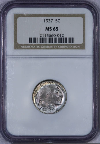 1927 Buffalo Nickel 5c NGC MS65 - Beautifully Toned! WOW!