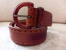 Lands End M 38" Warm Brown Vintage Worn Style Belt Covered Buckle Canvas 1963