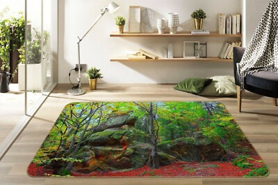 3D Forest Stones Trees NAO8853 Game Rug Mat Elegant Photo Carpet Mat Fay
