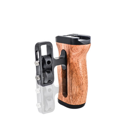 DSLR Camera Cage Side Handle Grip Right Side Wooden Handgrip Cold Shoe Mount