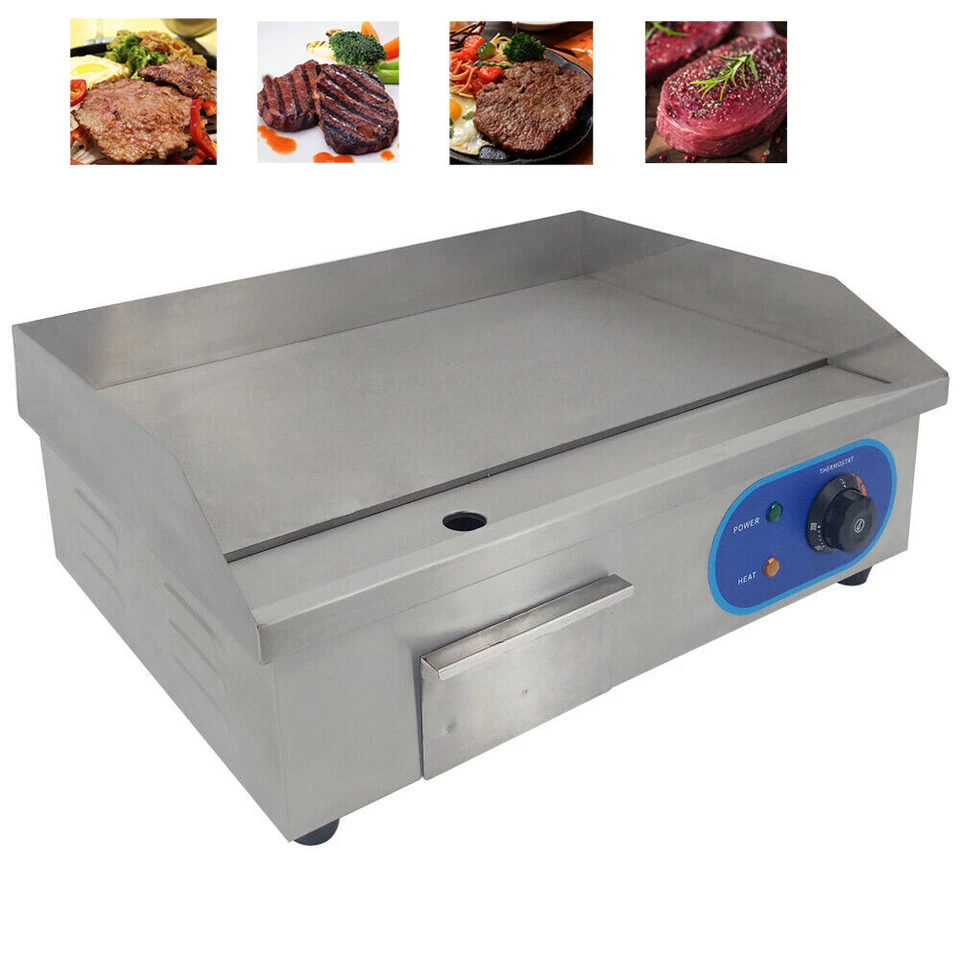 3KW Electric Griddle Commercial Kitchen Hotplate BBQ Flat Grill Bacon Countertop