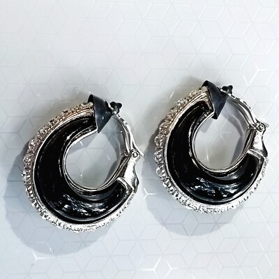 SAINT LAURENT クリップオン シングルイヤリング Yves Saint Laurent Clip On Black Earring With Crystals | eBay