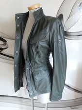 Nwt Matchless Lady G Military Green Real Leather Biker Jacket Coat Long Tall 14