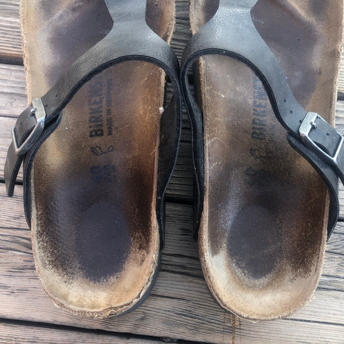 Birkenstock Gizeh Women's 40 9 Birko-Flor Thong Black Mens 7