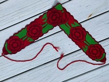 Faja Mexican Belt Embroidered Red Rose Flowers Rainbow Chiapas One Size 1835