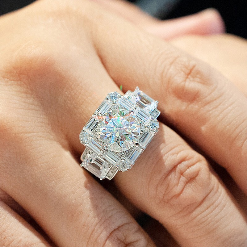 3CT Simulated Diamond Bride Ring Silver Plated Deliciate