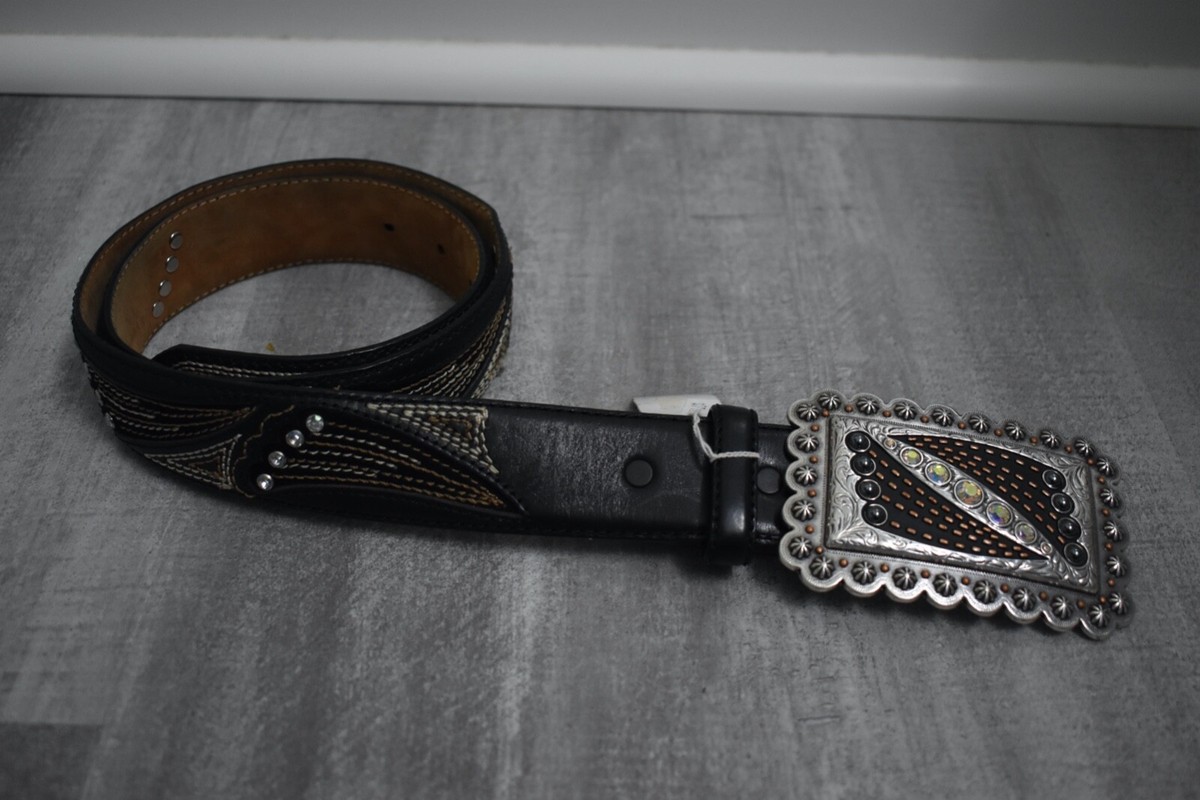 Ladies Tony Lama Belt- size 34- black with rhinestone detail 
