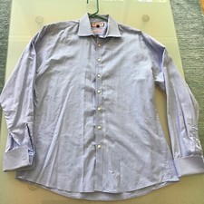 Thomas Pink Slim Fit Blue Small Check Button Up Long Sleeve French Cuffs 17.5 XL