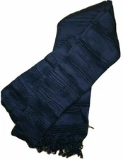 Joe Boxer Blue Plaid Ruffle Fringe Scarf Wrap One Size Fits All