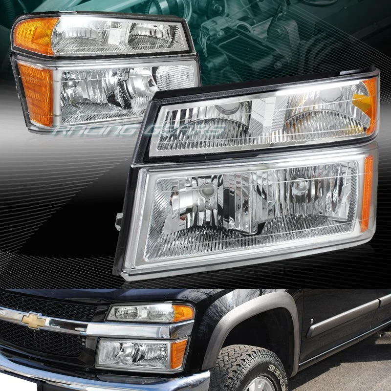 PARA CHEVY/COLORADO/GMC/CAÑÓN FAROS CROMADOS+LÁMPARAS PARACHOQUES CON REFLECTOR ÁMBAR Foto 3 de 3