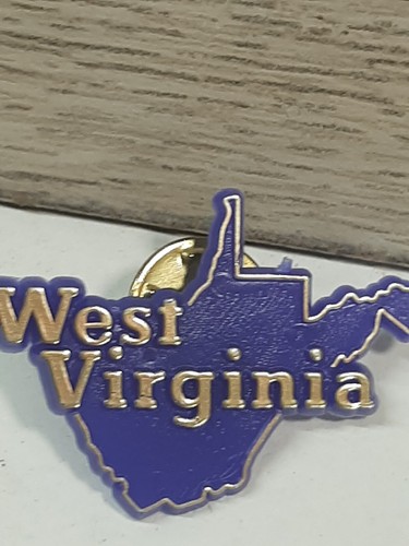 West Virginia Hat Lapel Logo Vintage Pinback Button Blue Plastic WV - Picture 2 of 3