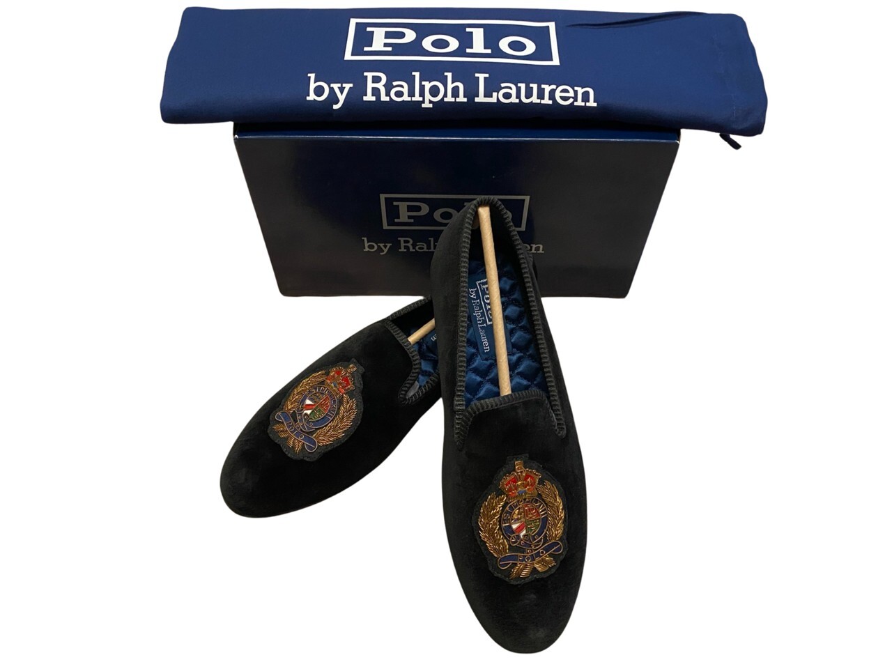 Polo Ralph Lauren Paxton Crest Velvet & Silk Slipper/Loafer Black Men's Size 8D eBay