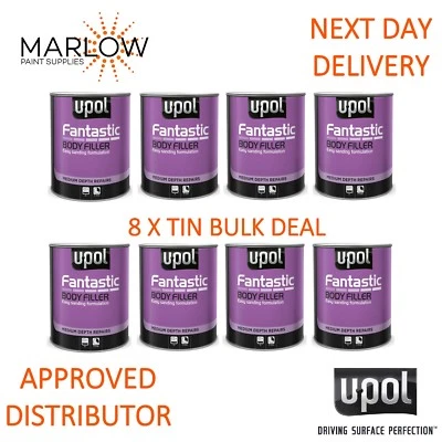 8 X U-POL FANTASTIC POLYESTER CAR BODY FILLER 3LTR UPOL FANT/3 WITH BPO HARDENER