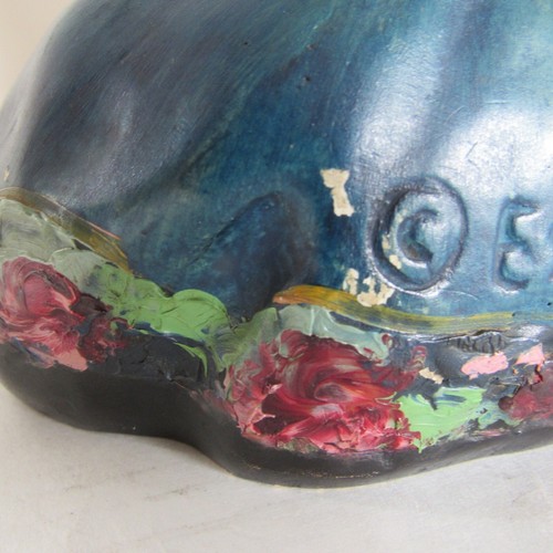 Vintage Esther Hunt asiatische polychrome Chalkware Büste Kirschblüte signiert & betitelt - Bild 6 von 21