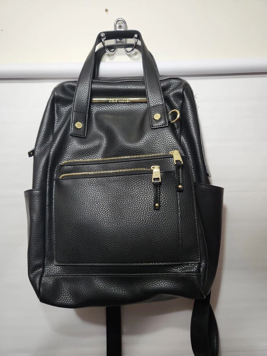 Small Steve Madden Black Faux Leather Backpack Purse eBay
