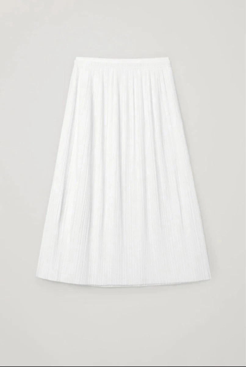White pleated skirt cotton cheap on