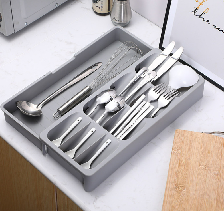 Cutlery Drawer Organiser, Compact Utensil Tray for Kitchen Expandable Organizer