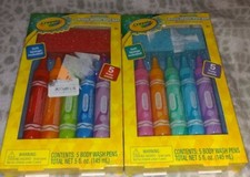 2 Crayola Bath Tub Crayons Kids Body Wash Pens Paint Sponge Craft Activity 3 