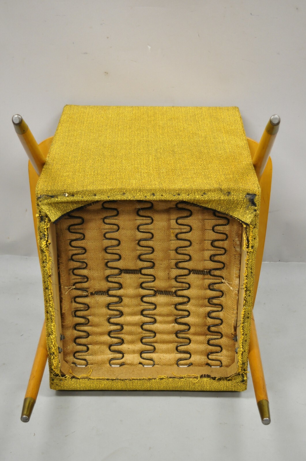 Vintage Mid Century Blonde Wood Paddle Arm Club Lounge Chairs Heywood