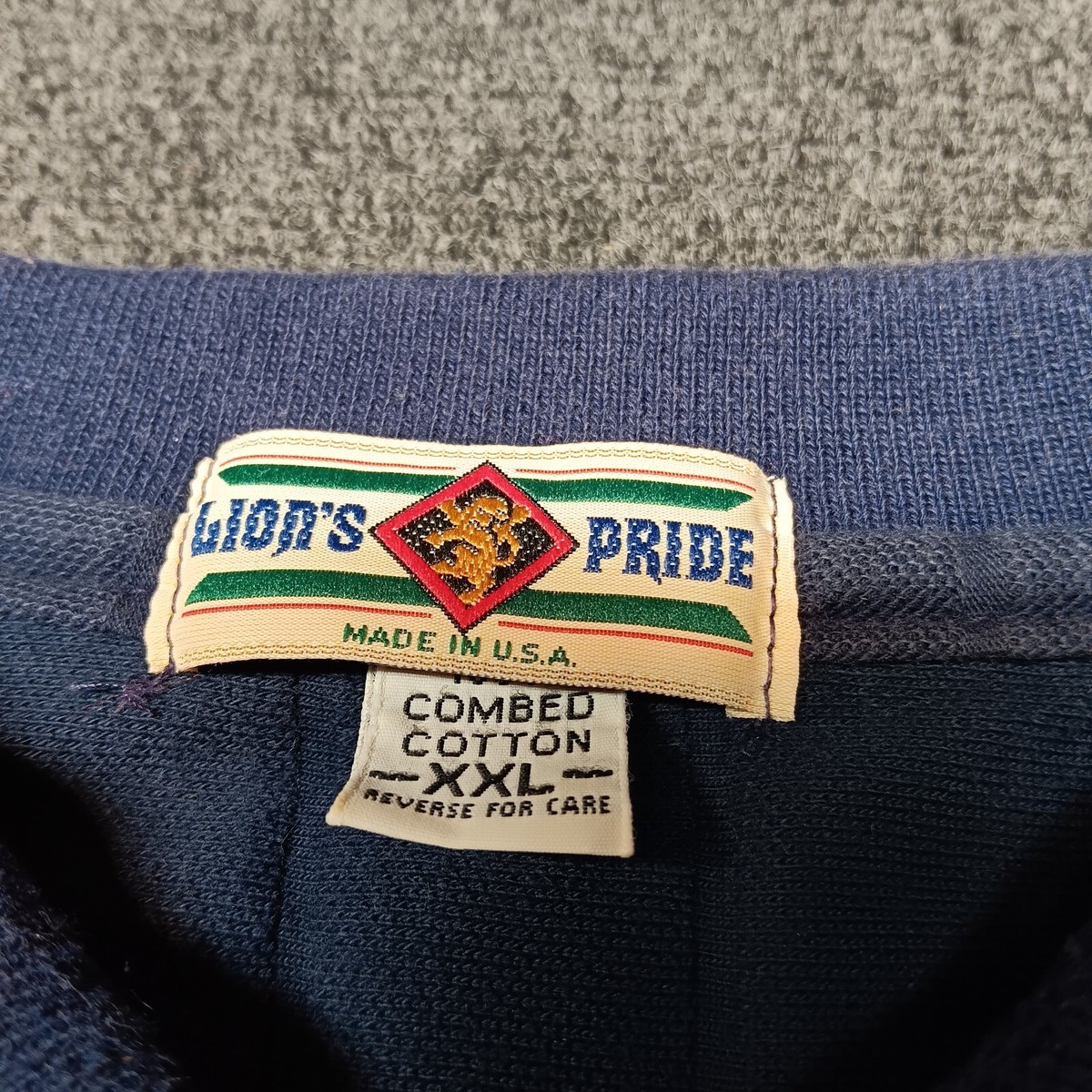 Vintage Lions Pride Polo Shirt Unicel Navy Blue Yellow Adult XXL 2XL USA Made View 6