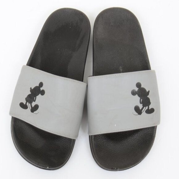 Disney Mickey Mouse Grey Slide Flat Sandals Size