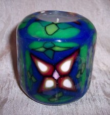 PILLAR HANDMADE GLOW IN DARK DARK GREEN+NAVY BLUE DESIGN CANDLE+BOX-DESIGN#71
