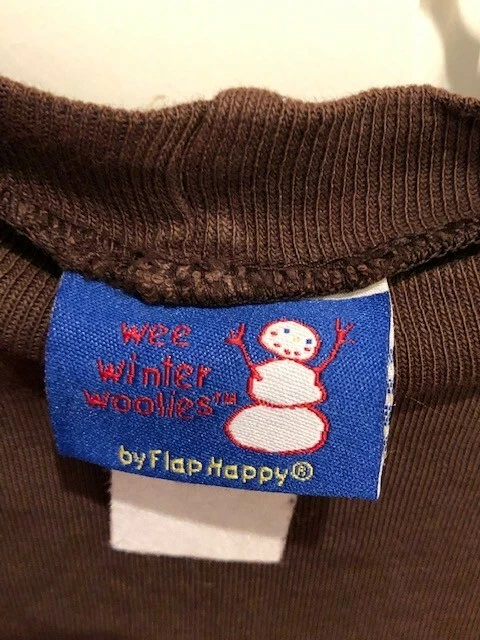 Wee Winter 羊毛 Flap Happy Brown 马匹长袖衬衫 7 码 — 第 3/4 张图片