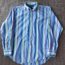 Ralph Lauren Polo Shirt Mens L 16/18 Multi Color Stripes Long Sleeve