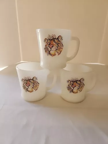 Fire King Milk Glass Anchor Hocking Esso Exxon Tony Tiger Coffee Mug/Cup 3 Mugs