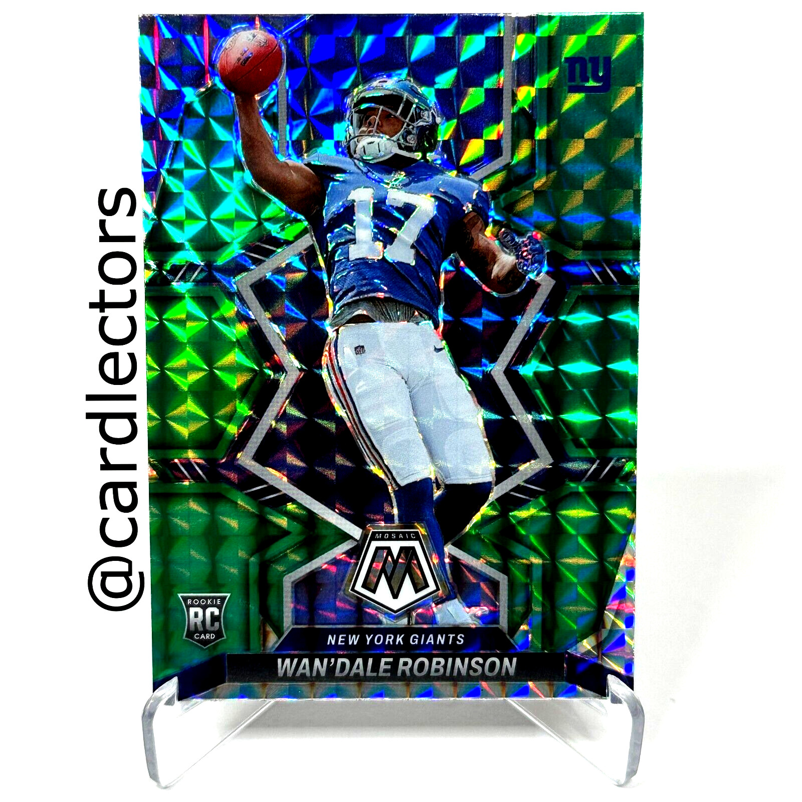 2022 Panini Mosaic Football WAN'DALE ROBINSON #330 RC Green Mosaic PRIZM GIANTS