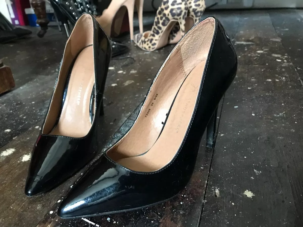 Black patent stiletto court shoes cheap