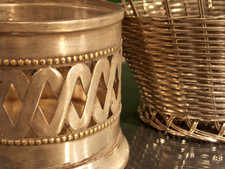 2x antiker Wein Flaschen ständer halter Korb silber versilbert