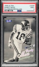 1998 Ultra Randy Moss RC #406P Platinum Medallion PSA 9 /66 Pop 7 None Higher