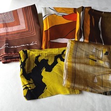 Vintage 1960s Mod Scarf Bundle Set of 5 Silk Blend Graphic Floral Abstract
