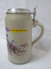 Maßkrug Masskrug Oktoberfest Hofbräu HB Festzelt 2001 selten mit Zinndeckel