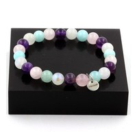 Steine Und Mineralien. Armband Perlen Mondstein + Angelit + Amethyst + Qu