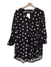 Evans Dress Womens Size 16 Black Spot Puff Long Sleeve Viscose Dress RRP £36