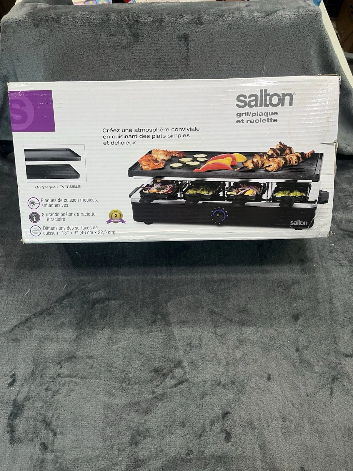 Salton Raclette Grill & Griddle 8 Pan Electric Tabletop Grill 1400W Reversible