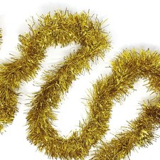 Allgala 50ft Gold Tinsel Garland Metallic Foil for Christmas Holidays