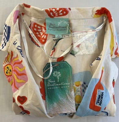 True Destinations Resort Wear White Romper Size L  Beach Theme(B-90)