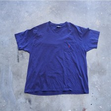 Vintage 90s Polo Ralph Lauren Navy Pocket Tee Made In USA Mens Size Large