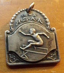 Antique Iowa H.S. Athletic Association Silver District Meet Award metal 1929