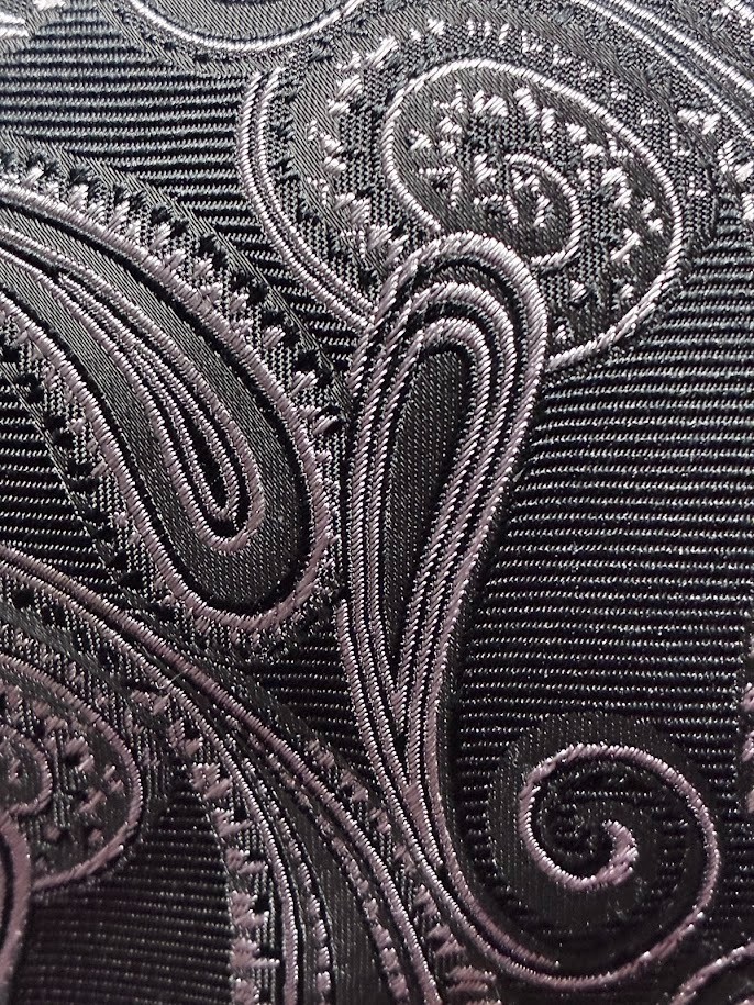 ADOLFO Black and Silver Paisley 100% Silk Tie image 2