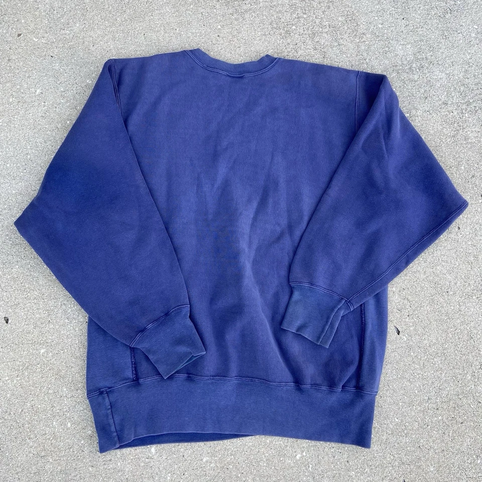 Sudadera Vintage Años 80 Champion Tejido Inverso Para Hombre Talla XL Azul Marino Cuello Redondo Desteñida Foto 2 de 4