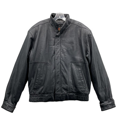 Reed 100% Leather Bomber Jacket Men's 40 Thinsulate Black Flight Moto Streetwear