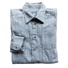 Eton Made in Sweden Mens Tan w/ Blue Check L/S Btn Down w/ Pocket Size 39/15.5