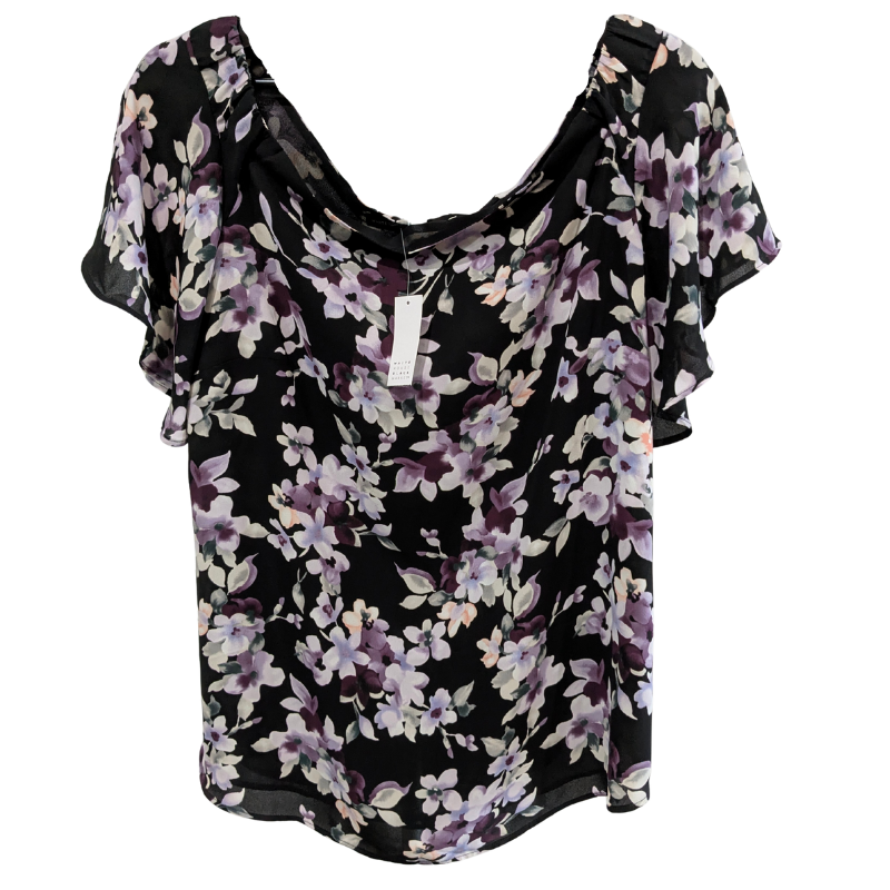 White House Black Market Women's Off the Shoulder Flounce Sleeve Blouse XL Black